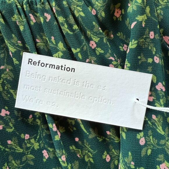 NWT Reformation Brandi Mock Neck Mini Dress in Coriander Green Floral Size 2X - Picture 7 of 14